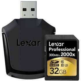 Resim Lexar 32GB 2000x Professional SDHC Hafıza Kartı + USB Kart Okuyucu UII 300MB/sn (LSD32GCRBEU2000R) 