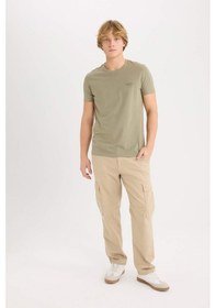 Resim DeFacto %100 Pamuk Slim Fit Dar Kesim Bisiklet Yaka Baskılı Kısa Kollu Tişört D5567AX25SPKH465 