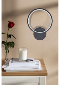 Resim Aura Aplik Siyah Renk Modern Tasarım - Hol - Banyo - Mutfak-salon - Yatak Odası Gün Işığı Led Aplik Siyah 