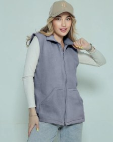 Resim Usman A.z Kadın Uzun Polar Büyük Beden Yelek 480888283 Açık Gri 