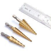 Resim KITEOAGE Titanyum Kaplamalı HSS Çelik Adım Matkap Seti, 4 Boyut (2mm-7.0mm) Ahşap ve Metal için - Dayanıklı, Çok Yönlü ve Verimli, Adım Matkap 