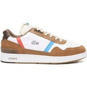 Resim Lacoste T Clip 128 8 SMA Leather Mens Sneaker Hakiki Deri Erkek Günlük Spor Ayakkabı Beyaz kahvereng 
