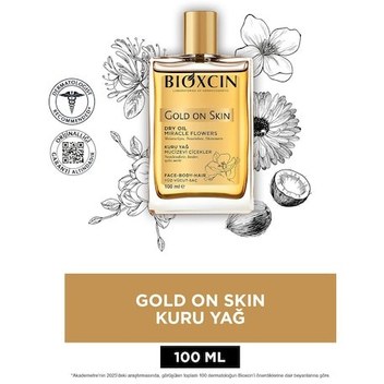 Gold On Skin Kuru Yağ 100 ml Sprey Doğal, Cilt & Saç İçin Besleyici, Nemlendirici Yağ, Monoi Kokulu