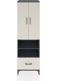 Resim Hyperion Dolap 3 Raflı Tek Çekmeceli Tek Askılı 60x44x195 Antrasit-aytaşı Antrasit 