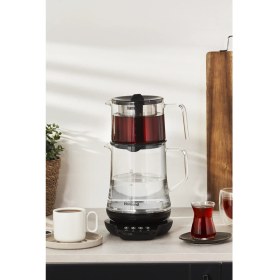 Resim Konuşan Cam Çay Makinesi, Siyah, 1746H, Şık ve Pratik Çay Keyfi 