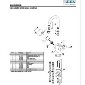Resim Eca Quadrille Lavabo Bataryası Pwd Altın 102808396 