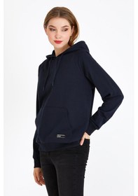 Resim Comeor Kadın Lacivert Basic Kapüşonlu Regular Fit Rahat Sweatshirt 001 