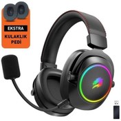 Resim Gamebooster Wbh44 Rgb Kablosuz 2.4g Bt Siyah Oyuncu Kulaklığı 