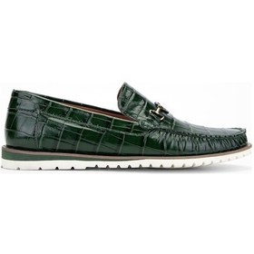 Resim Valmenti Camilaerkek Yeşil Kroko Hakiki Deri Loafer Ayakkabı 355 13974 Erk Ayk Y24 Yeşil 