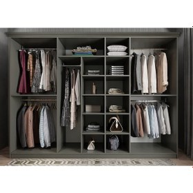 Resim Arona Membran 7 Kapaklı Gardırop Montaj Dahil Füme Beyaz 245 Cm 