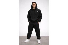 Resim Os Unisex Kapüşonlu Eşofman Takımı - Oversize Fit, Minimal Logo, Beyaz 