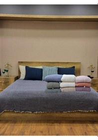 Resim Mor 7 Katlı Çift Taraflı Dolgulu Çift Kişilik Müslin Battaniye %100 Pamuk 230x240 Cm 