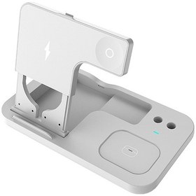 Resim Reedark Ow-01 4'lü Qi Hızlı Kablosuz Şarj Standı - Akıllı Saat, Telefon, Kulaklık Ve Kalem İçin Çoklu Cihaz Şarj Ünitesi 