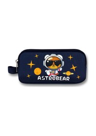 Resim Ümit Çanta Erkek Çocuklar İçin İki Bölmeli Astronot Ayıcık Baskılı Kalemlik - Lacivert Beyaz - 5047 Lacivert - Beyaz 
