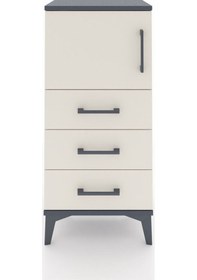 Resim Arges Komodin Tek Raflı 3 Çekmeceli Tek Kapaklı 44x30x96 Antrasit-aytaşı Antrasit 