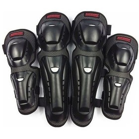 Resim Motorsiklet Diz Ve Dirsek Koruyucu Seti - 4 Parça Güvenlik Ekipmanı Siyah Siyah 