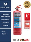 Resim Balkan Ticaret 2 Kg Tozlu Yangın Tüpü + uyarı levhası ve talimat etiketi hediyeli - kompakt ve etkili çözüm 