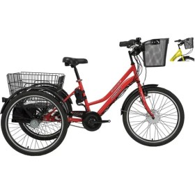 Resim Bisan E-Porter Üç Tekerli Elektrikli Bisiklet 44CM V 24 Jant 3 Vites Sarı Beyaz 