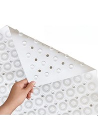 Resim Mainshop 2 Adet Banyo & Duş Kaydırmazı & Küvet Paspası 54x54 Cm Silikon Kare Masajlı Vantuzlu M-150 Beyaz 