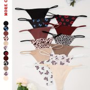 Resim 12 adet Kadın Düşük Yükseltili Tanga İç Çamaşırı - Yumuşak Nefes Alabilen Kumaş, Leopar, Kelebek, Polka Dots, Düz Renkler, Her Gün ve Özel Durumlar İçin Rahat Lingerie 