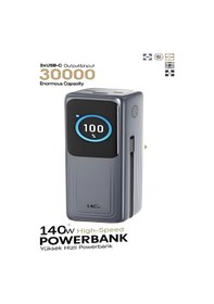 Resim 30000mah 140w Hızlı Şarjlı Tft Ekranlı Kendinden Type-c Kablolu 2type-c 1usb Girişli Powerbank siyah 