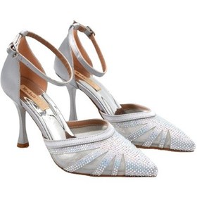 Resim Kindep Damla Taş Detaylı Topuklu Kadın Ayakkabı Gumüş Gumüş 