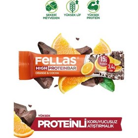 Resim Fellas Yüksek Protein Bar - Portakal & Kakao 45 G x 12 Adet 