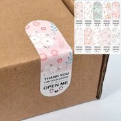 Resim 100 adet Çiçekli Teşekkür Etiketleri, Parlak Bitiş, İngilizce Metin, Tek Kullanımlık Kağıt Etiketler Paket Sızdırmazlığı için, Küçük İşletme Hediye Süslemesi, Dikdörtgen Şekil 