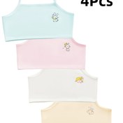 Resim 7-12 yaş kızlar için 4 adet pamuklu crop top, çeşitli renklerde, tüm mevsimler için uygun 