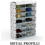 Resim Beyazpazar Ayakkabılık Bez Dolap Metal Profilli Çok Amaçlı 14 Raflı Portatif Beyaz 