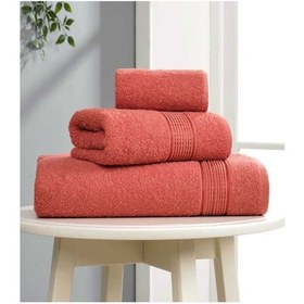 Resim 3 Lü Banyo Havlusu Seti Pamuklu Ritim Kiremit Çok Renkli 