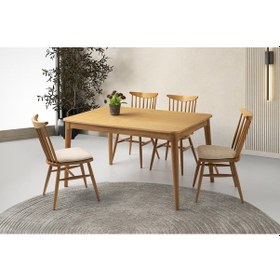 Resim Finike Masa, Kırlangıç Sandalye, Natural, 140x90 Meşe 