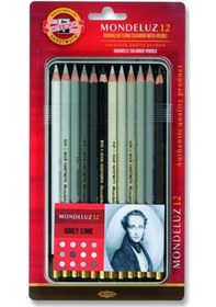 Resim Koh-i Noor Mondeluz Aquarell Boya Kalemi 12 Renk Gri Tonlar 