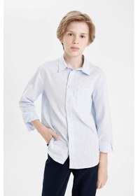 Resim DeFacto Erkek Çocuk Polo Yaka Oxford Uzun Kollu Basic Düz Okul Gömleği T8854A624AUBE793 