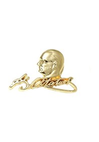 Resim Atatürk Silüet Imza Tasarımlı Gold Metal Yaka Rozeti 1 Adet Çok Renkli 