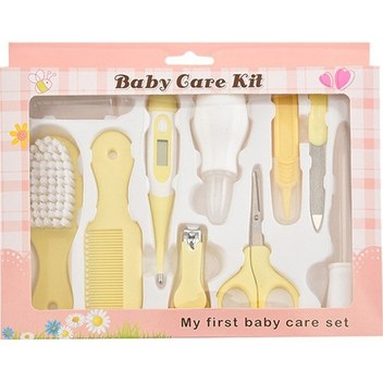 Xindoker Bebek Bakım 10'lu Set: Güvenli Tırnak Kırıcı, Tırnak Kası, Fırça, Tarak Ve Termometre - Pembe