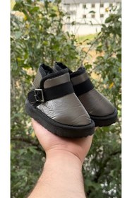 Resim ÖZDE shoes Kışlık içi kürklü suya dayanıklı paraşüt kumaş ultra rahat cırtlı tokalı çocuk botu 