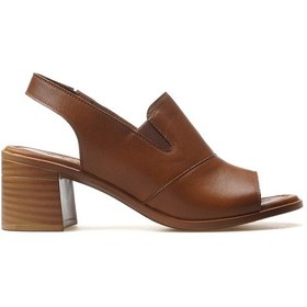 Resim Kadın Hakiki Deri Topuklu Sandalet 25y 24381825y Z Taba Taba 