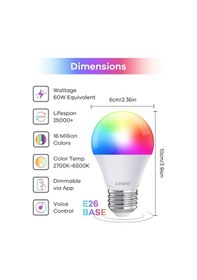 Resim A19 Rgbtw E26 800 Lm 9w Wifi Akıllı Lamba Işık Renk Değiştiren Kısılabilir App Uyumlu 4lü Paket Set Diğer 