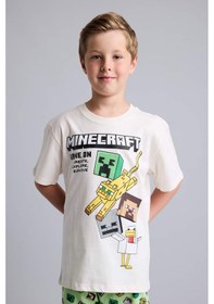 Resim Defacto Minecraft Lisanslı Regular Fıt 2li Ecru Pijama Takımı Erkek Çocuk H7270a826hser99 Ekru-er99 
