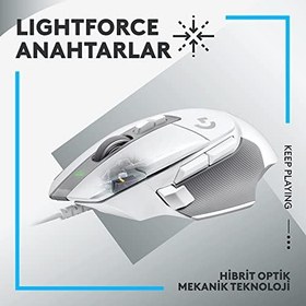 Resim Logitech G G502 X Kablolu Oyun Mouse'u, LIGHTFORCE Hibrit Optik-Mekanik Ana Anahtarlar, HERO 25K Oyun Sensörü, MacOS, Windows ve PC ile Uyumlu, Beyaz 
