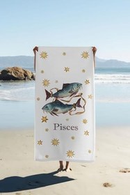 Resim Dijital Baskı Plaj Deniz Havlusu Balık Burcu Desenli Peştamal HVL0038 