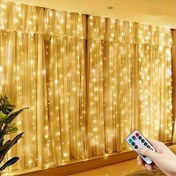 Resim Uzaktan Kumandalı 600LED Sıcak Beyaz Masal Perde Işıkları, 5.97 metre x 298.7 cm, 8 Aydınlatma Modu, İç/Dış Mekan Dekoru için USB Güçlü, Noel, Düğünler ve Partiler için, İç Mekan Işıklar 