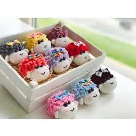 Resim Quezzquality Amigurumi El Örgüsü Sevimli Kuzucuk Kafası Anahtarlıklar(Tek Fiyatıdır) 