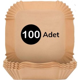 Resim Mcreative 100 Adet Air Fryer Pişirme Kağıdı Tek Kullanımlık Hava Fritöz Yağ Geçirmez Yapışmaz Gıda Pişirme Kağıdı Kare Tabak Model 