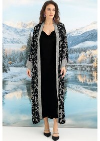 Resim Monamise Kadın Desenli Sabahlık Takımı 23128 Siyah 