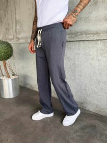 Resim Lacivert Keten Baggy Pantolon - M 