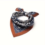 Resim 1 adet Vintage Erkek ve Kadın Bohem Paisley Kare Eşarp - Hafif Polyester Lif, Pürüzsüz Yüzey, Takım Cebi ve Moda Aksesuarları için Mükemmel 