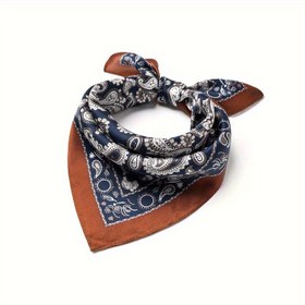 Resim 1 adet Vintage Erkek ve Kadın Bohem Paisley Kare Eşarp - Hafif Polyester Lif, Pürüzsüz Yüzey, Takım Cebi ve Moda Aksesuarları için Mükemmel 