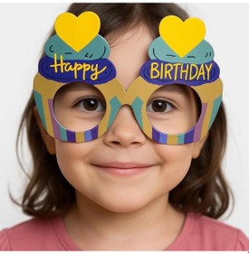 Resim Bfs Cupcake Temalı Doğum Günü Renkli Karton Happy Birthday Gözlüğü 6 Adet 